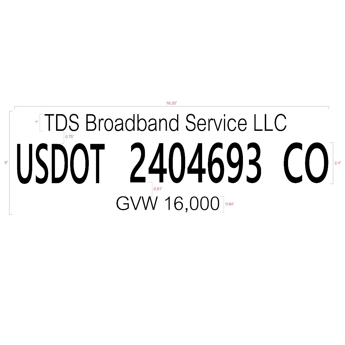 DOT Name Number and Weight